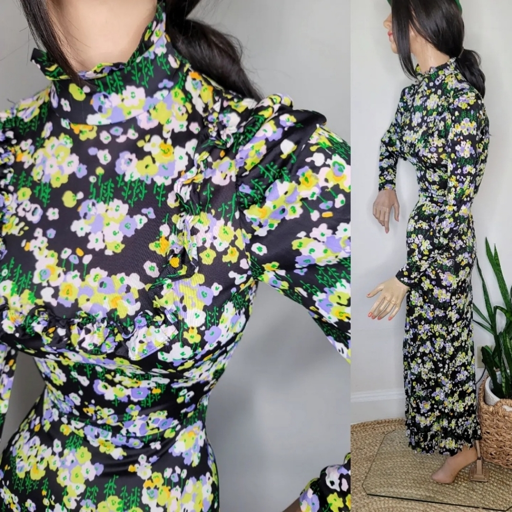 VTG 70s Psychedelic Flower Power Dress